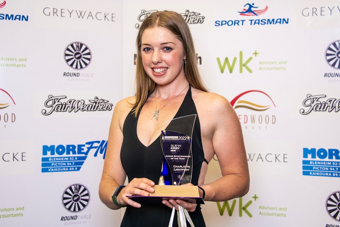 Rower Charlotte Lightfoot was 2022's Glenn Kirby, Bayleys Marlborough Junior Sportswoman of the Year.
